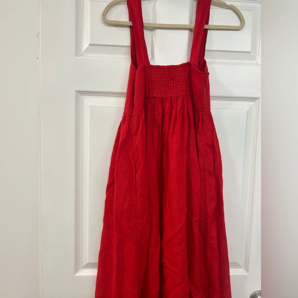 Jcrew red linen dress size 4